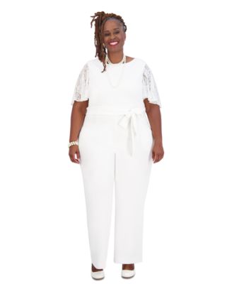 Kasper - Lace-Sleeve Jumpsuit, Women's & Plus Size