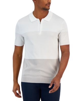 Alfani - Men's Trilogy Regular-Fit Colorblocked 1/4-Zip Sweater-Knit Polo Shirt