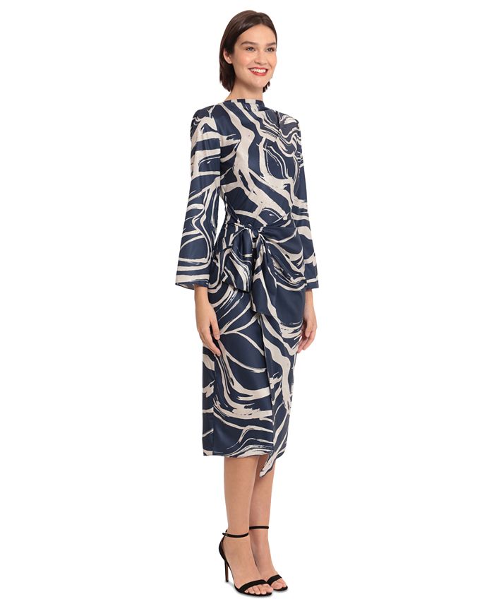 All-Over Print Women's High Neck Dress With Long Sleeve