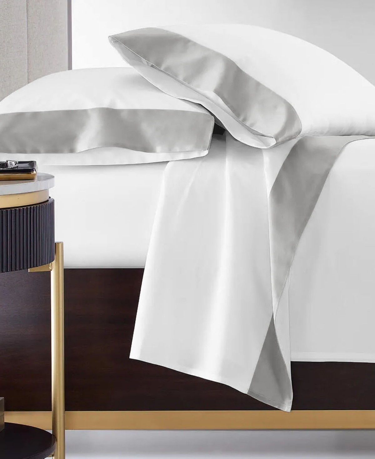 Hotel Collection Italian Percale Sateen Cuff 4-pc. Sheet Set, California King, Created For Macy's In Silver