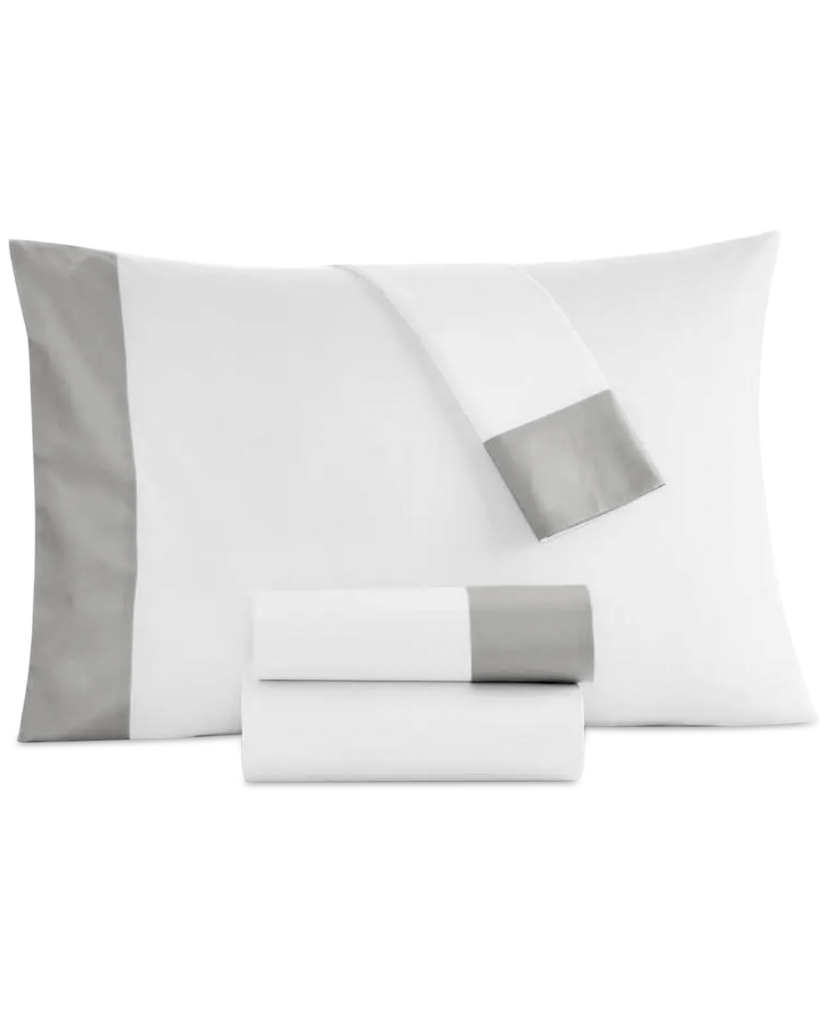 Hotel Collection Italian Percale Sateen Cuff Pillowcase Pair, Standard, Created For Macy's In Silver
