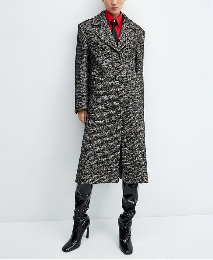 MANGO Women's Lapel Collar Long Coat Macy's