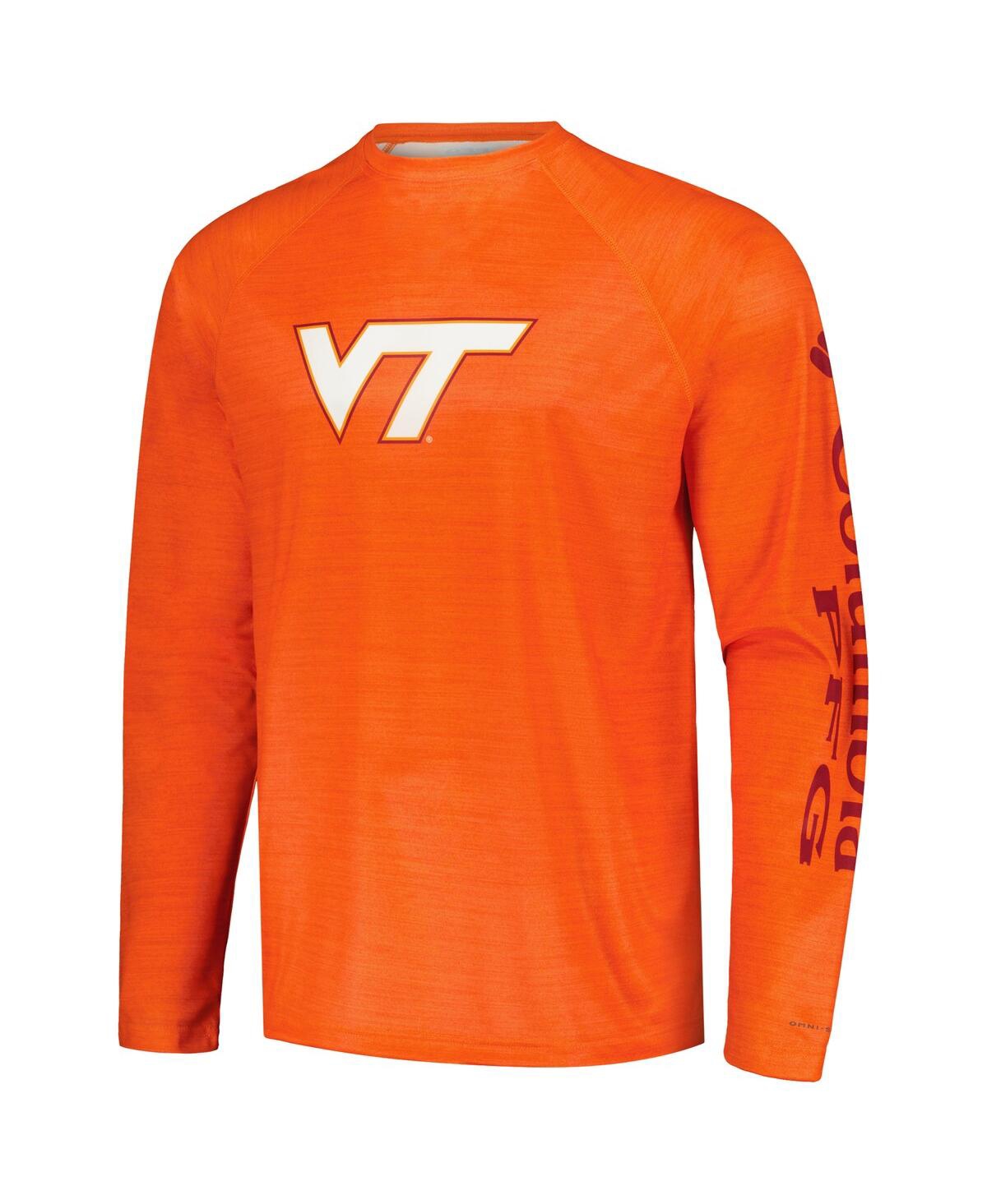 Shop Columbia Men's  Orange Virginia Tech Hokies Pfg Terminal Tackle Omni-shade Raglan Long Sleeve T-shirt