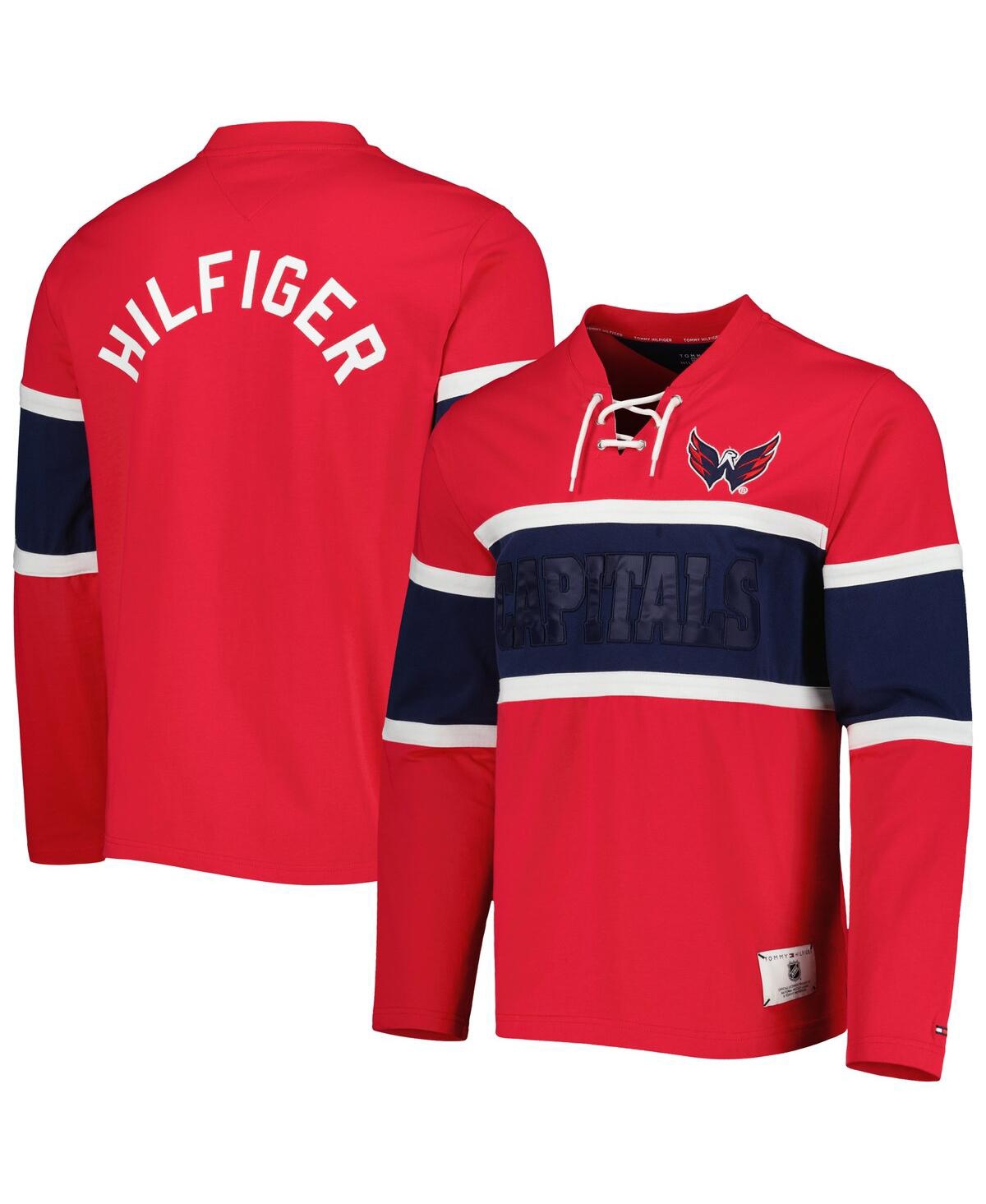 Shop Tommy Hilfiger Men's  Red Washington Capitals Walter Lace-up Long Sleeve Top