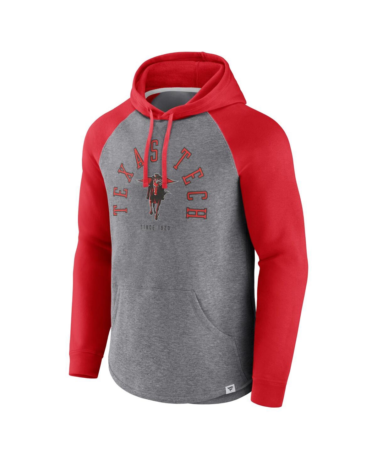 Men's Fanatics Heather Gray Texas Tech Red Raiders Wrap Up Raglan Pullover Hoodie - Heather Gray
