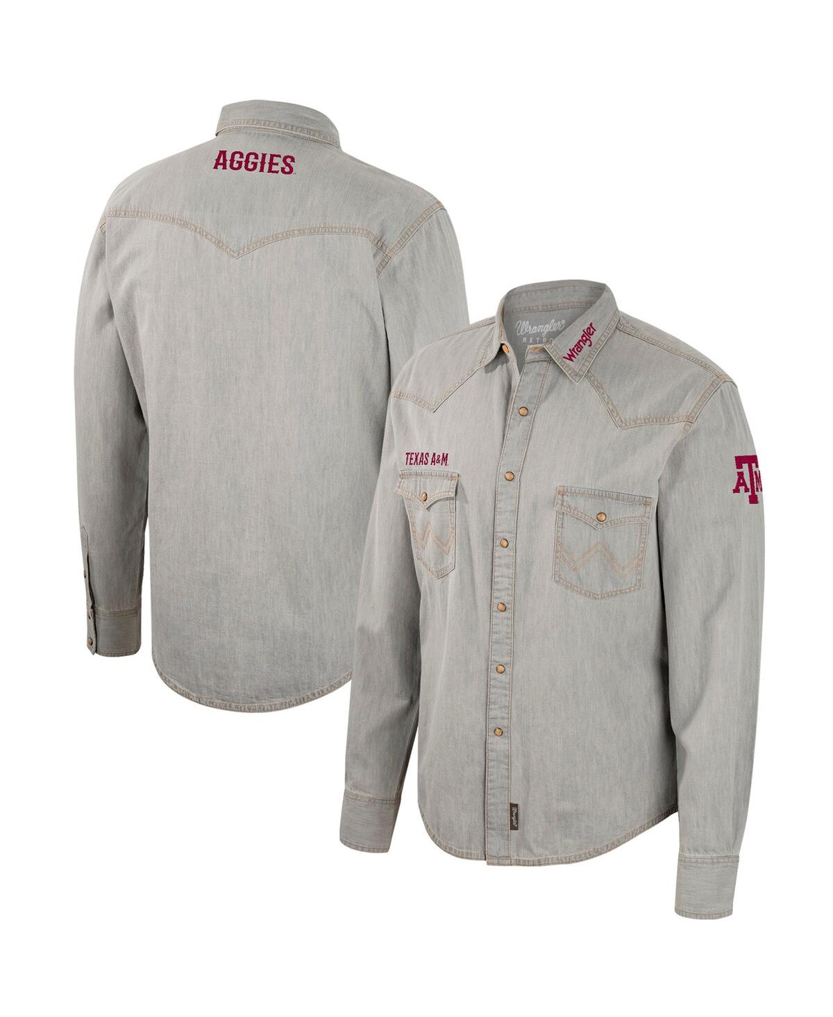 Colosseum Men's  X Wrangler Gray Texas A&m Aggies Cowboy Cut Western Full-snap Long Sleeve Shirt