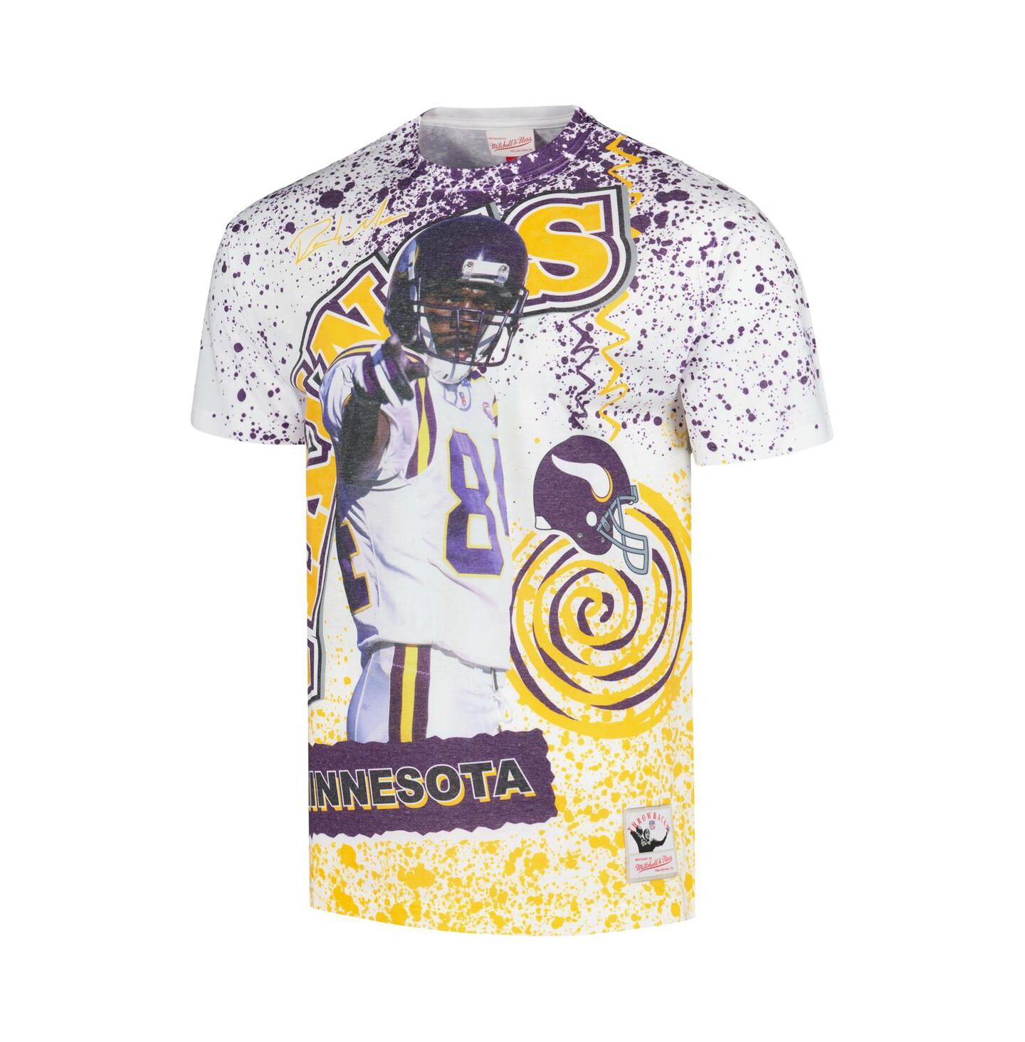 Мужская футболка Mitchell & Ness Randy Moss White Minnesota Vikings Retired Player Name and Number Burst — фото 2