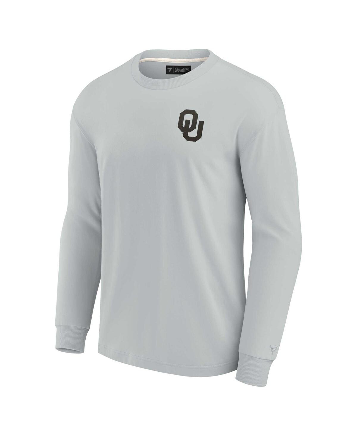 Shop Fanatics Signature Men's And Women's  Gray Oklahoma Sooners Super Soft Long Sleeve T-shirt