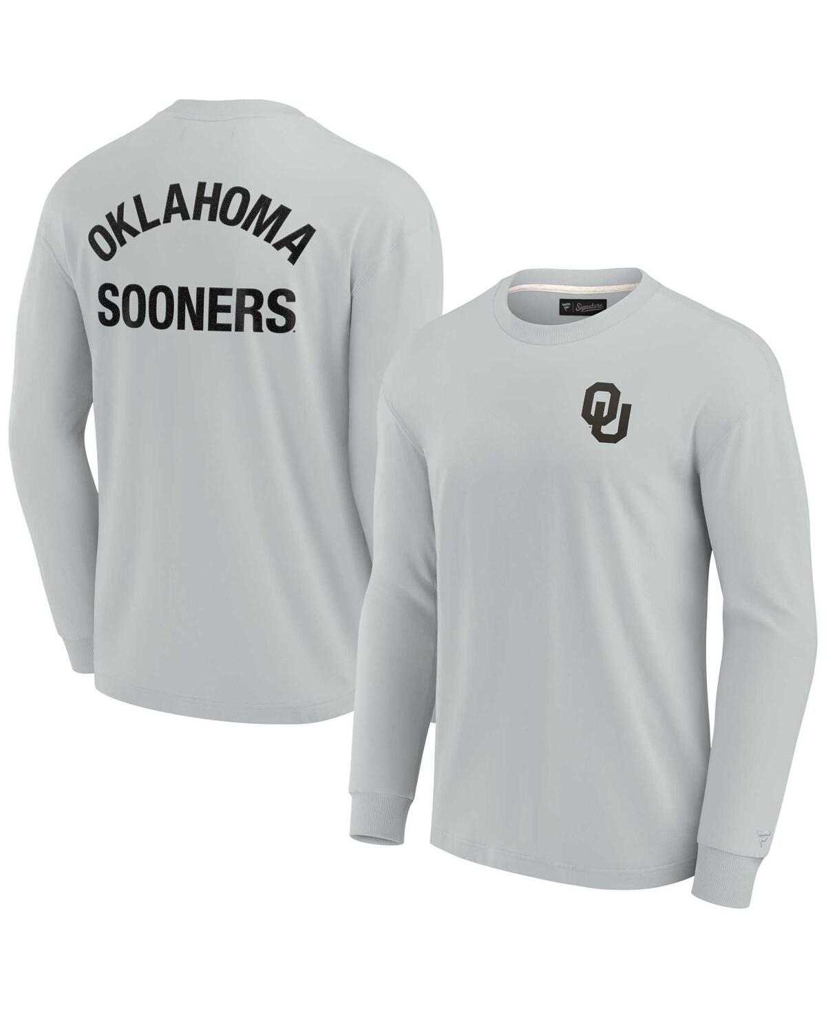 Shop Fanatics Signature Men's And Women's  Gray Oklahoma Sooners Super Soft Long Sleeve T-shirt