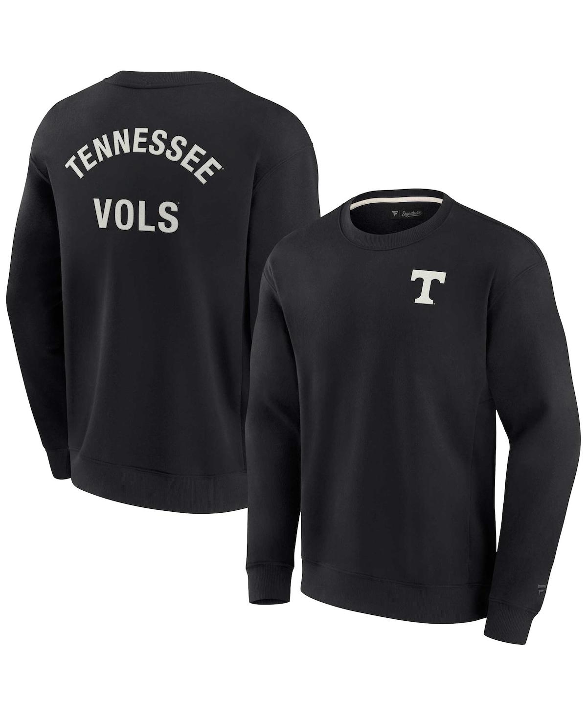 Men's and Women's Fanatics Signature Black Tennessee Volunteers Super Soft Pullover Crew Sweatshirt - Black