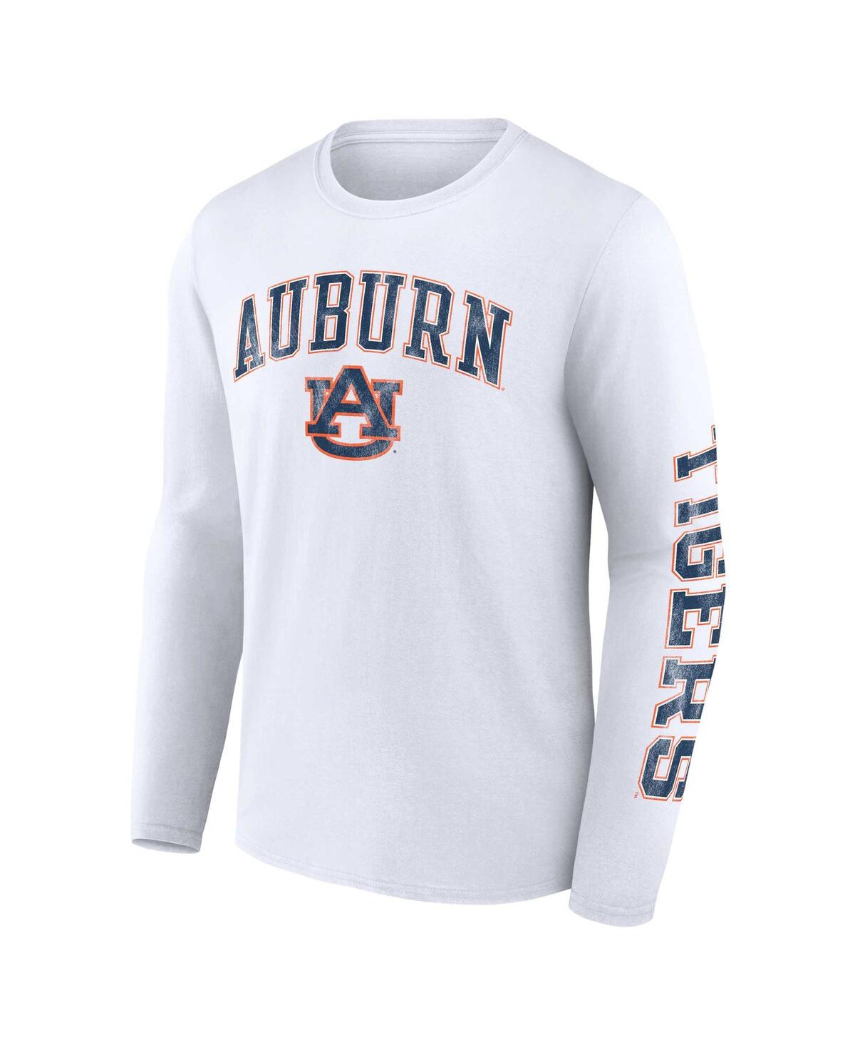 Fanatics Men's  White Auburn Tigers Distressed Arch Over Logo Long Sleeve T-shirt In White