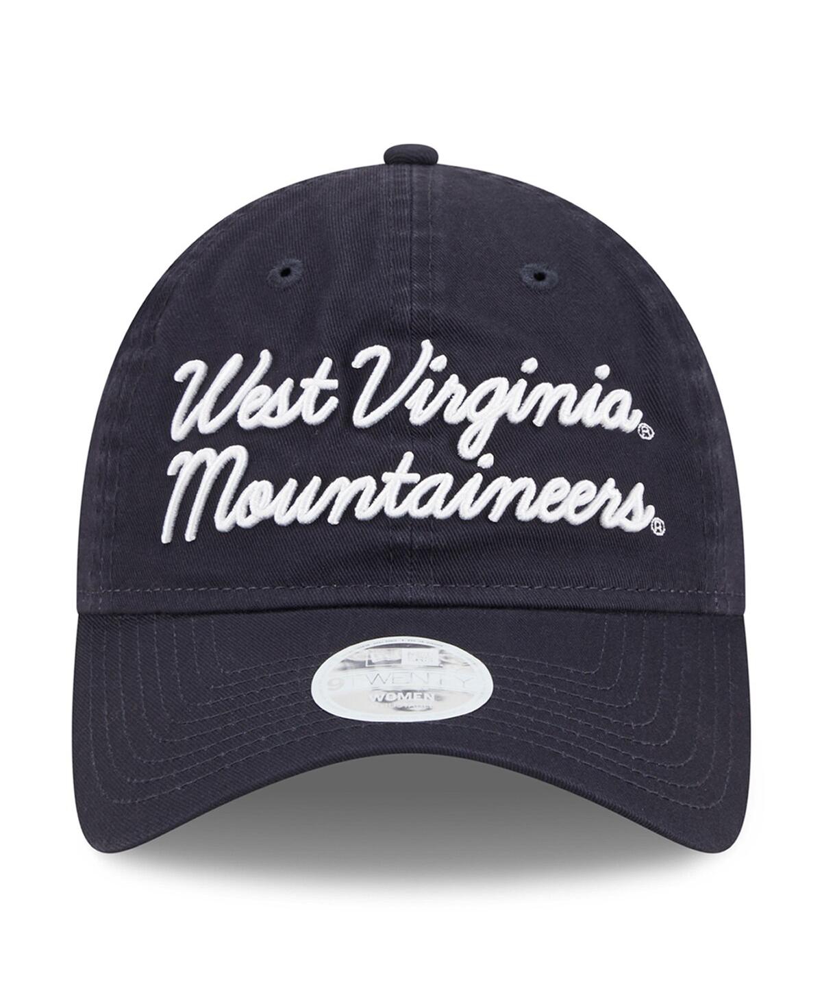 Shop New Era Women's  Navy West Virginia Mountaineers Script 9twenty Adjustable Hat