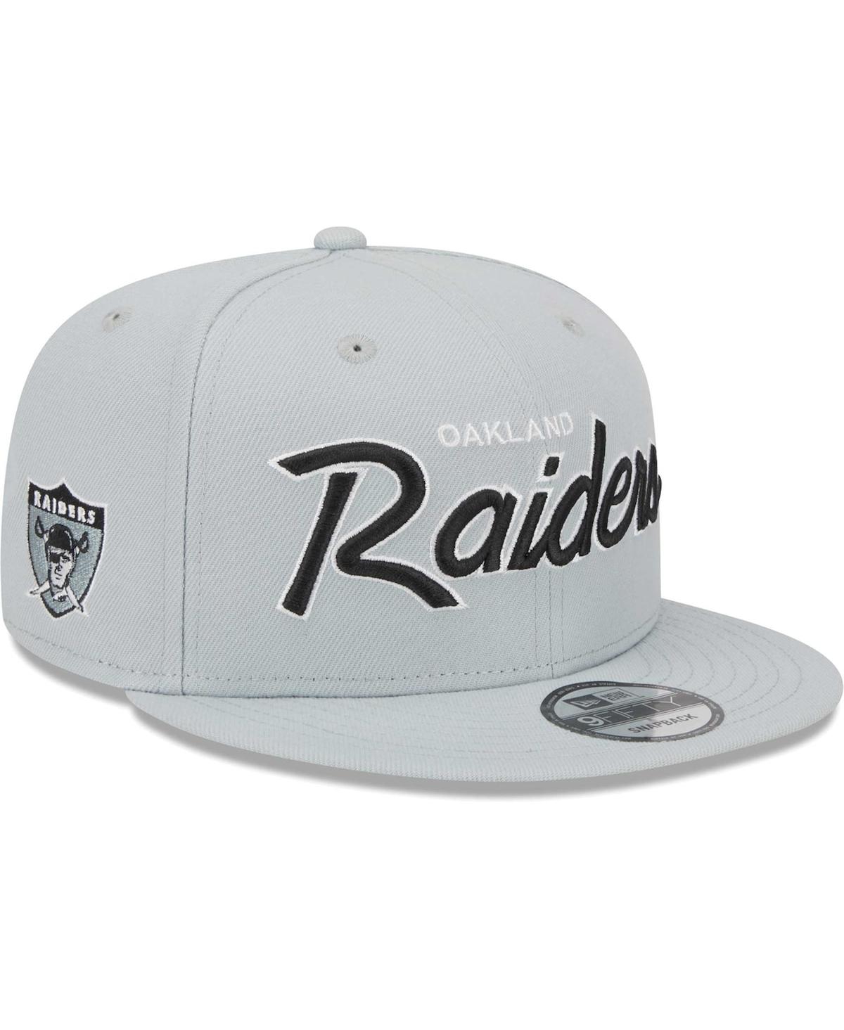 New Era Silver Oakland Raiders Gridiron Classics Main Script 9fifty Snapback Hat In Silver