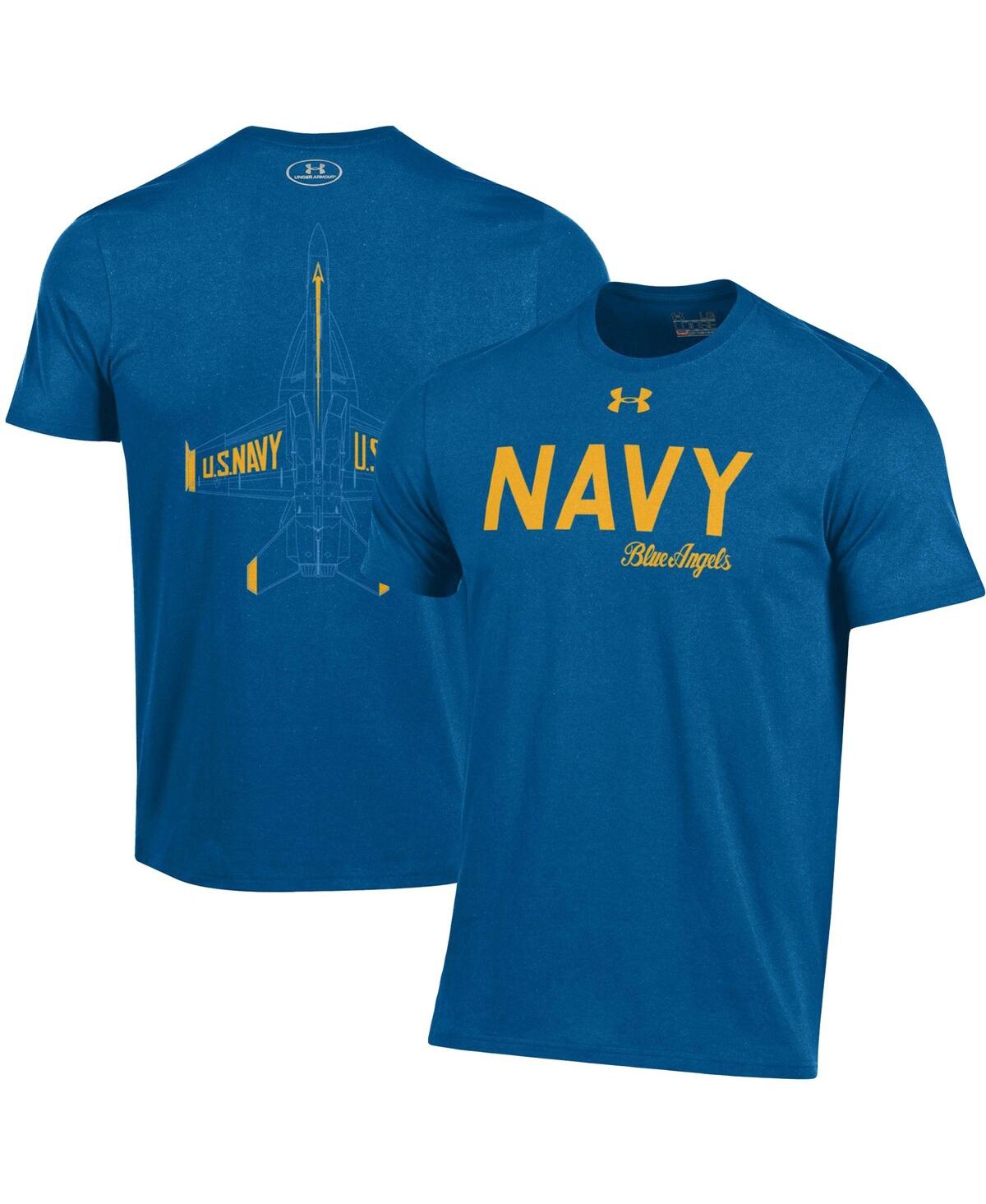 Men's Under Armour Royal Navy Midshipmen Blue Angels Performance Raglan  Hoodie T-Shirt