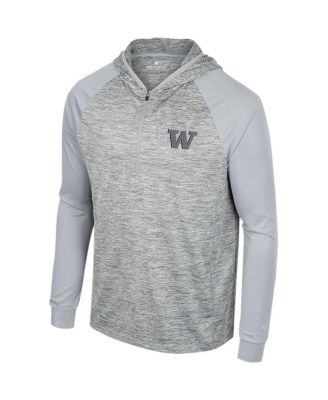 Men's Gray Washington Huskies Cybernetic Raglan Quarter-Zip Hooded Top