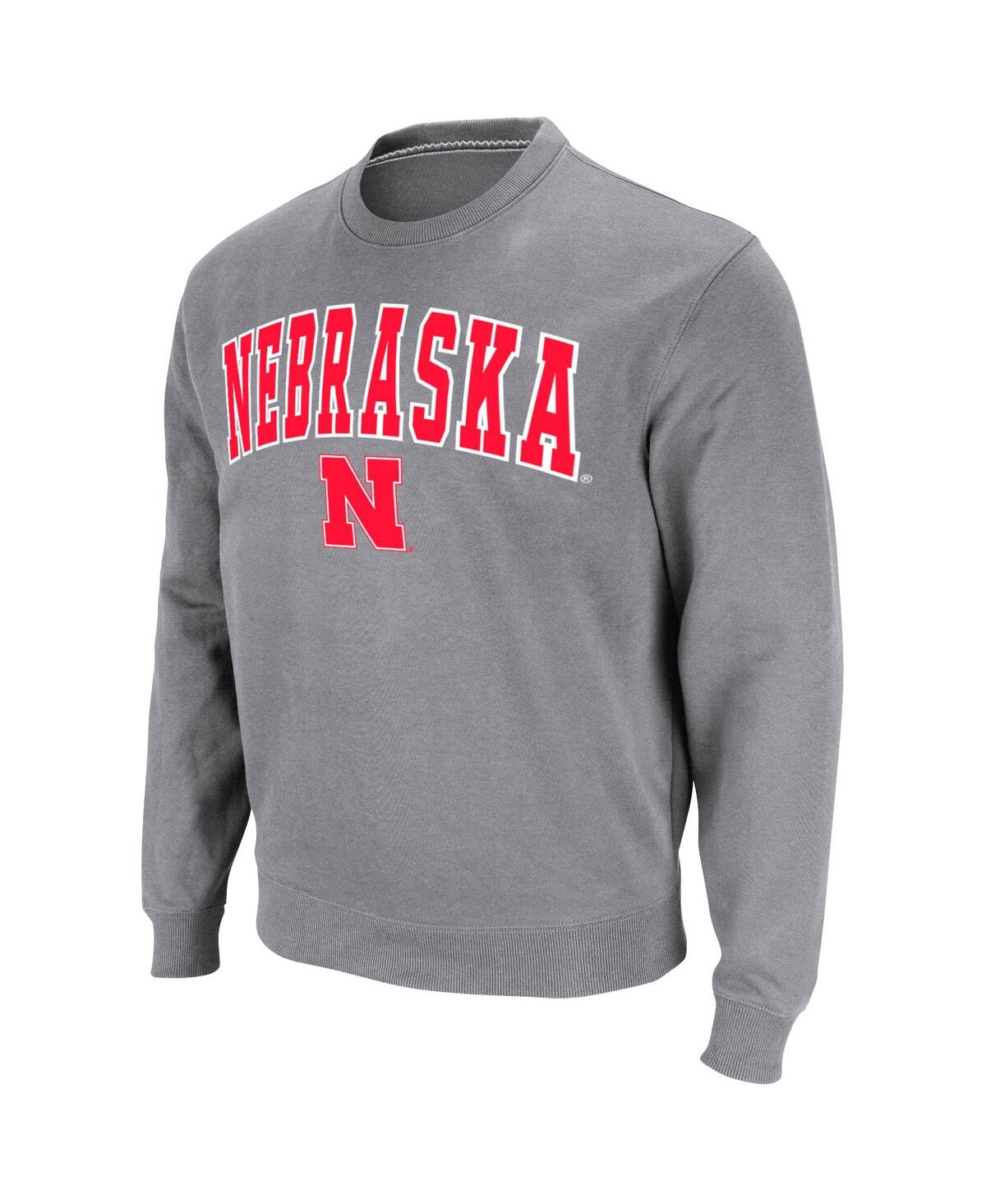 Colosseum Men's Nebraska Huskers Arch & Logo Pullover Sweatshirt In White