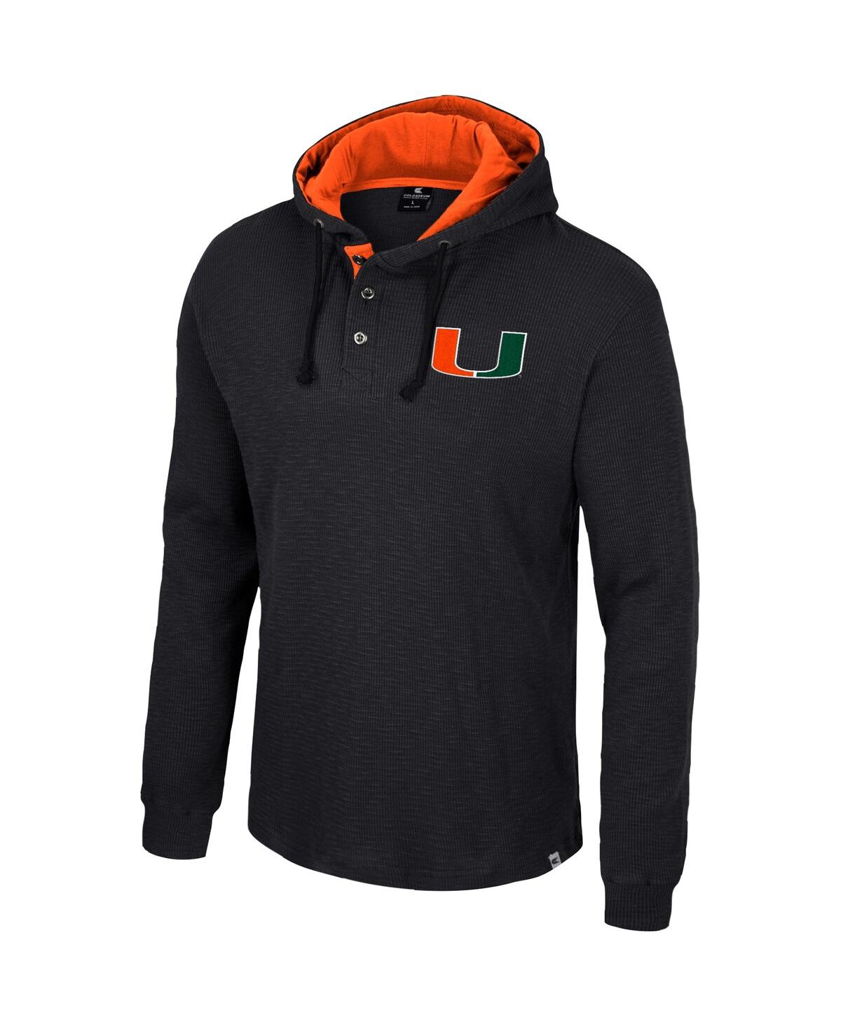 Men's ColosseumMiami Hurricanes Affirmative Thermal Hoodie Long Sleeve T-shirt - Black