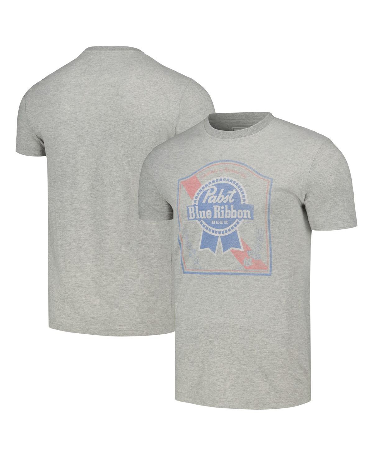 Men's American Needle Heather Gray Distressed Pabst Blue Ribbon Vintage-Like Fade T-shirt - Heather Gray