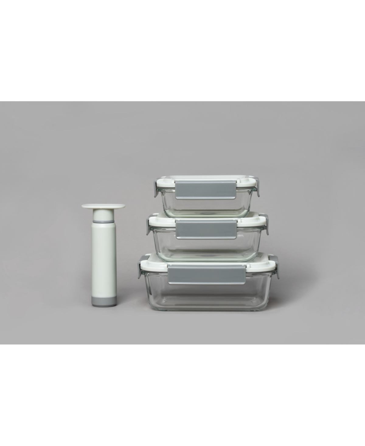Shop Genicook Geni-fresh Vacuum Sealable Glass Container Manual Pump Set In Gray