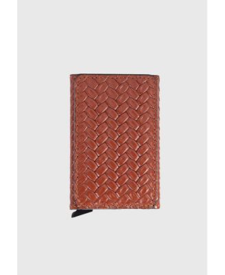 Men's Genuine Leather Weave Pattern Card Holder