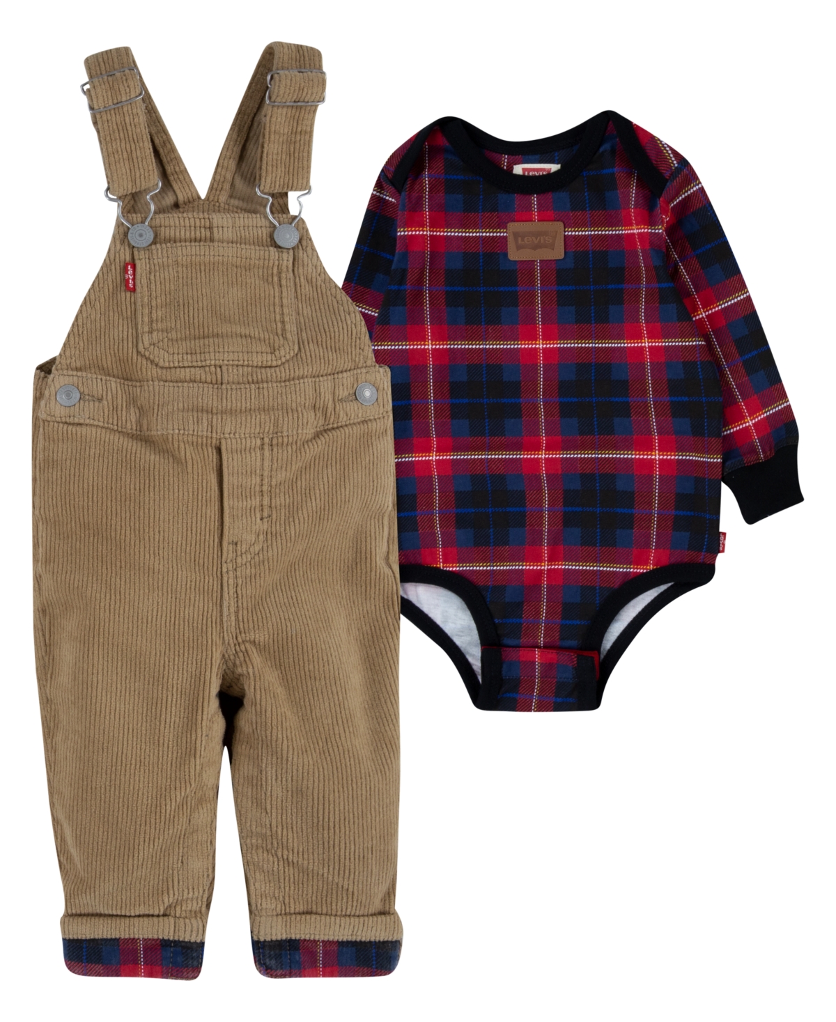 Levi's Baby Boys 2-piece Printed Bodysuit And Overalls Set In Harvest Gold