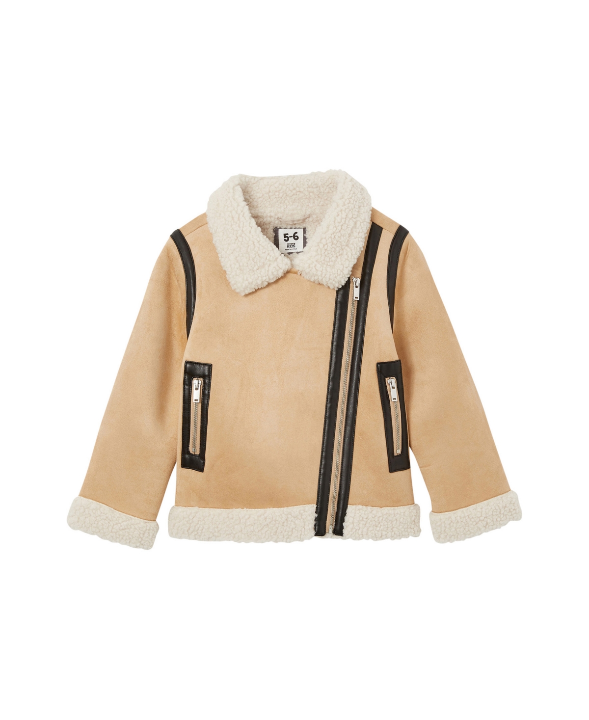 Cotton On Kids' Big Girls Andy Aviator Long Sleeve Jacket In Tan
