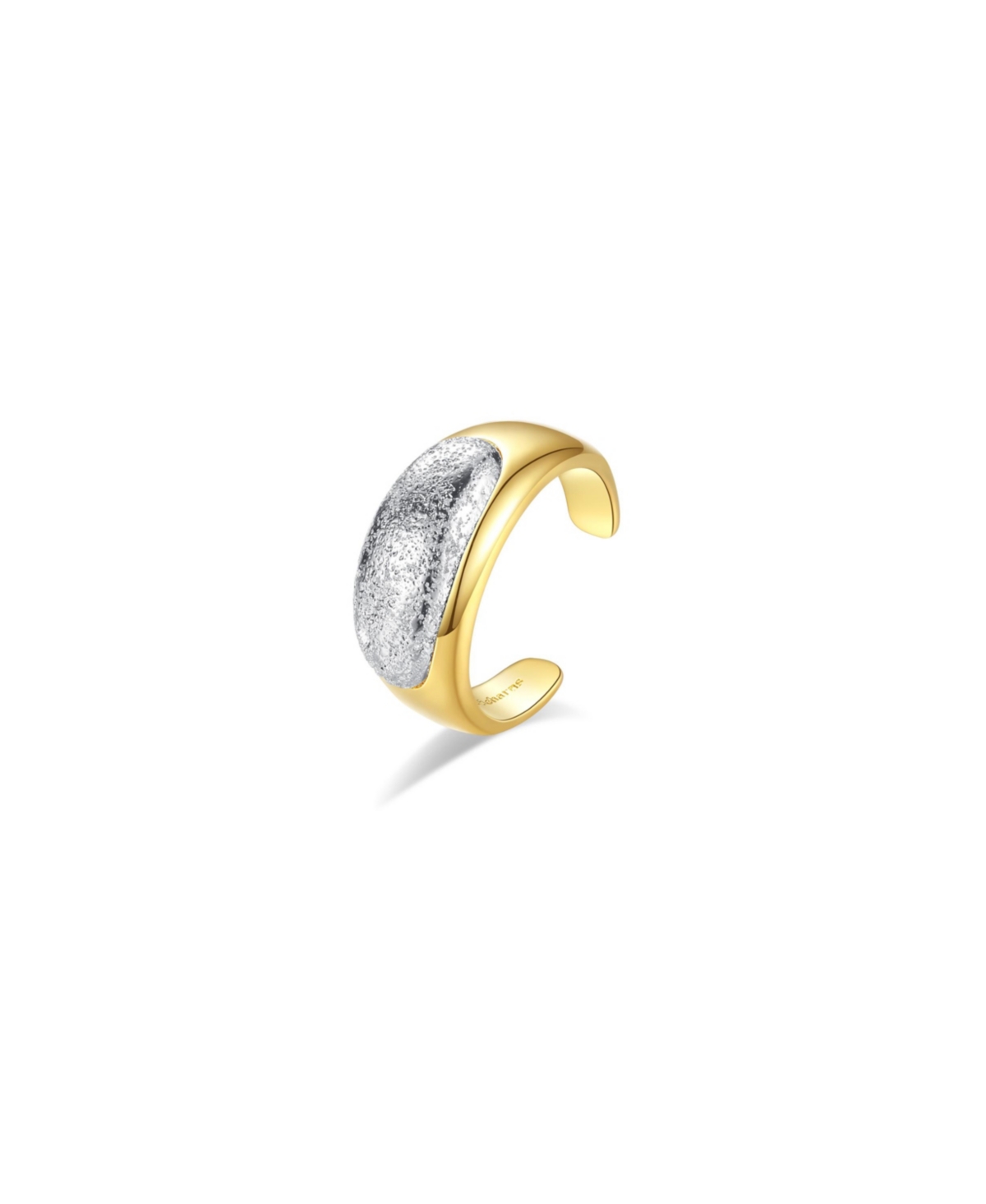 Frosted and Matted Texture Two Tone Ring - Gold