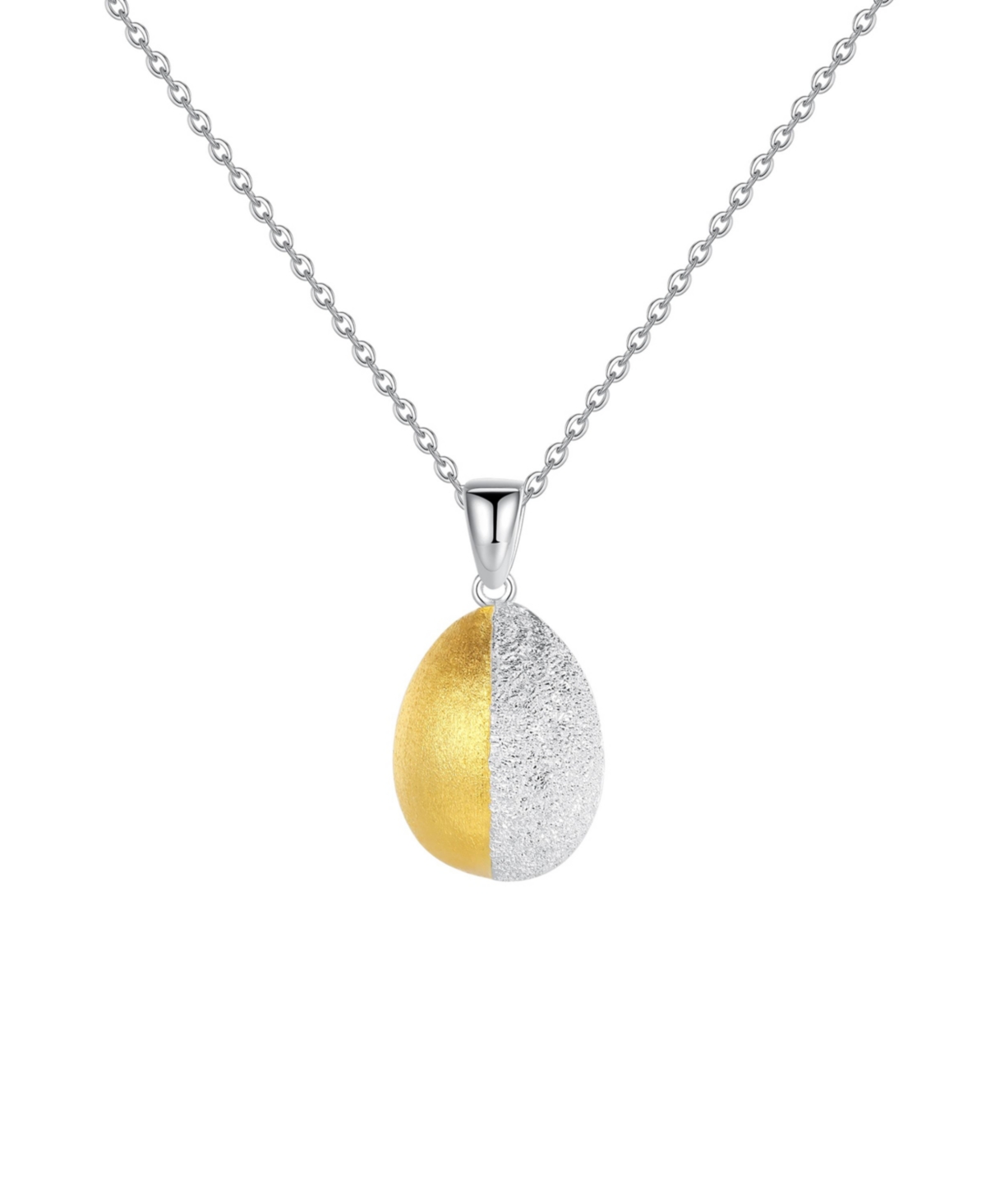 Frosted and Matted Texture Two Tone Pendant Necklace - Gold