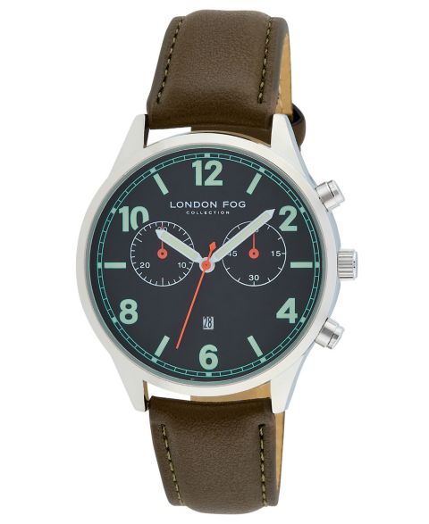 Женские часы London Fog Multi Function Khaki Faux Leather 42mm