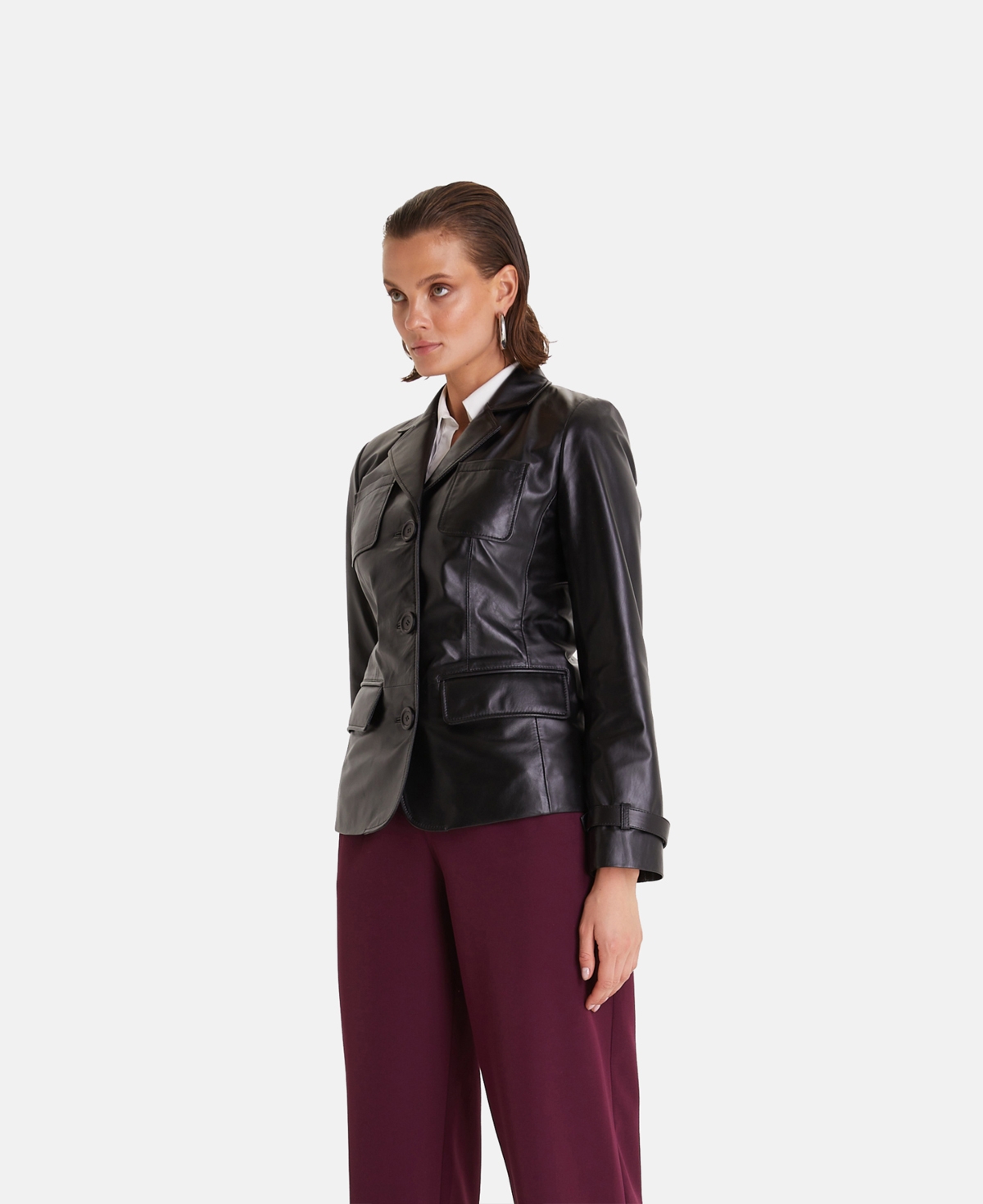 Furniq Uk Women's Genuine Leather Jacket Safari- Black