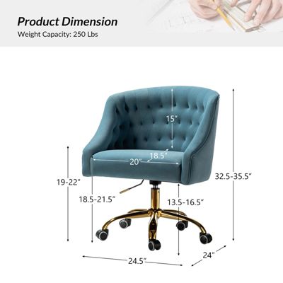   Standard   Velvet, Gold Metal   Stylish, Compact Desk Chair