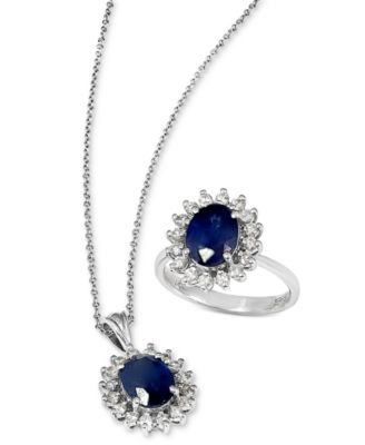Effy Sapphire Diamond Oval Pendant Ring Collection In 14k Gold
