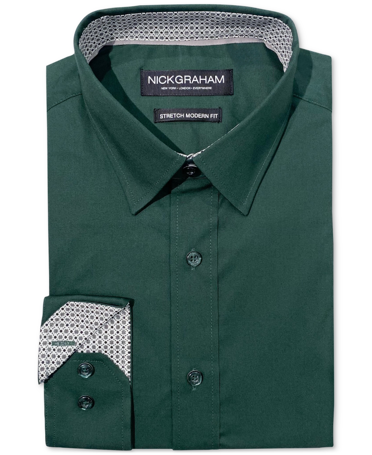 Nick Graham Men's Poplin Solid Dress Shirt In Hunter Green