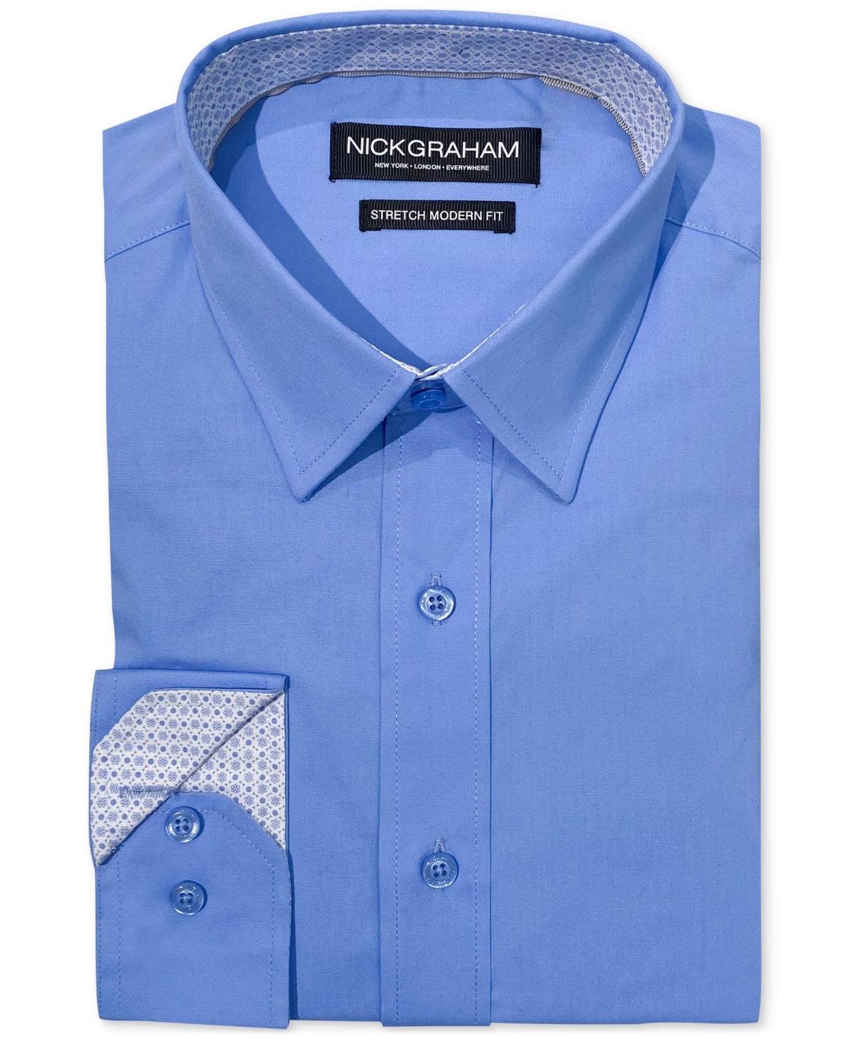 Nick Graham Men's Poplin Solid Dress Shirt In Light Blue