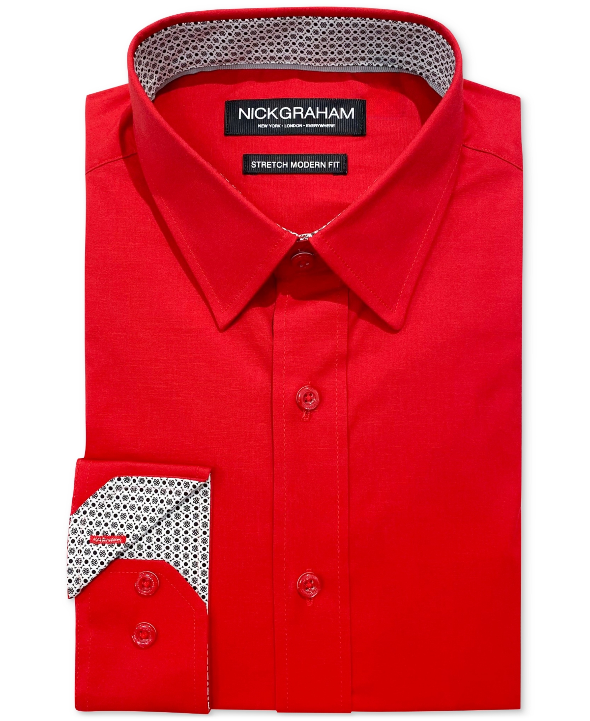 Nick Graham Men's Poplin Solid Dress Shirt In Red