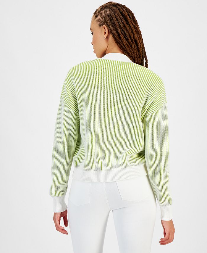 DKNY Jeans Women's Cotton Long-Sleeve Transfer Rib Cardigan - Macy's