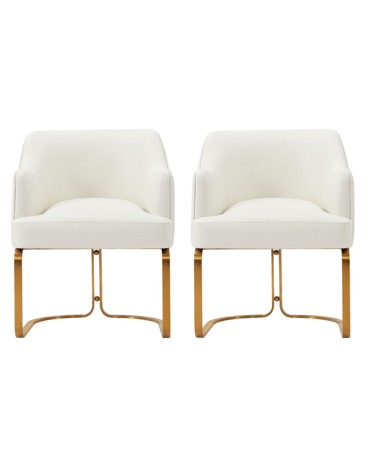 Manhattan Comfort Edra 2-piece Leatherette Upholstered Dining Armchair Set In Cream