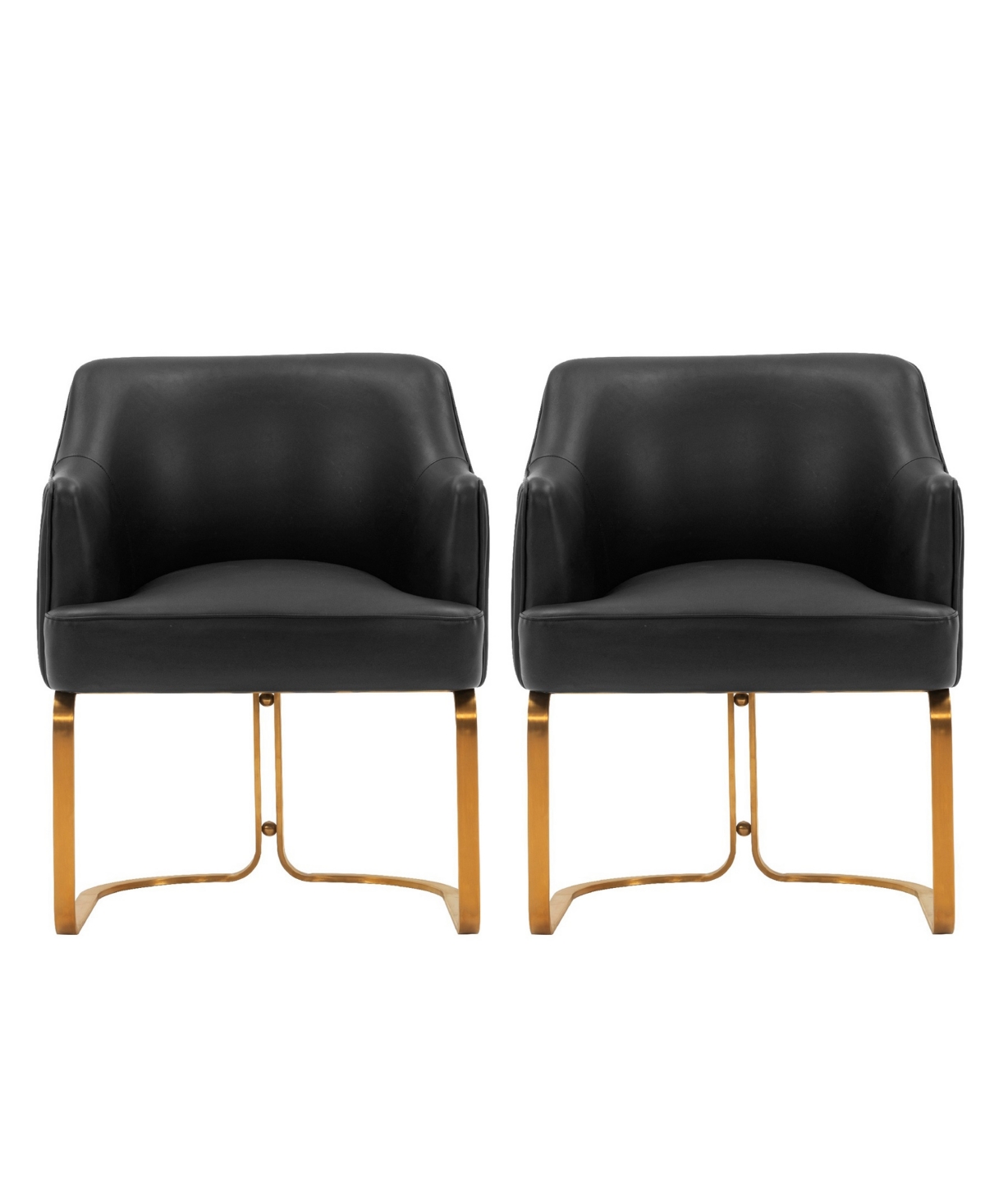 Shop Manhattan Comfort Edra 2-piece Leatherette Upholstered Dining Armchair Set In Black