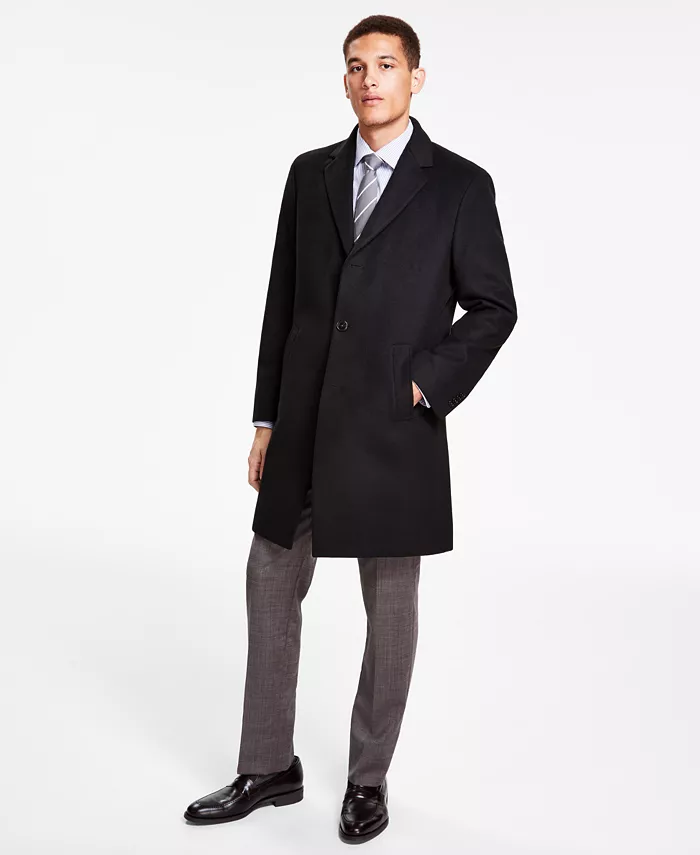 Men's Classic-Fit Solid Overcoats - thumbnail 6