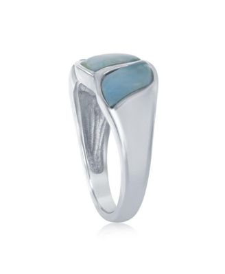 Sterling Silver Larimar Wave Design Ring