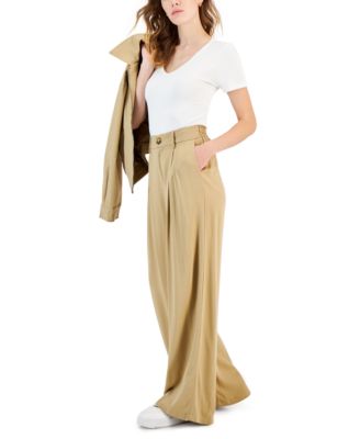 Women's Pleat-Front Wide-Leg Soft Pants