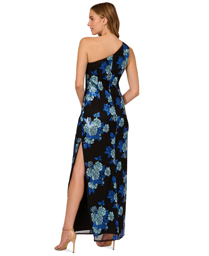Adrianna Papell Women's Floral Sequin One-Shoulder Dress - Macy's