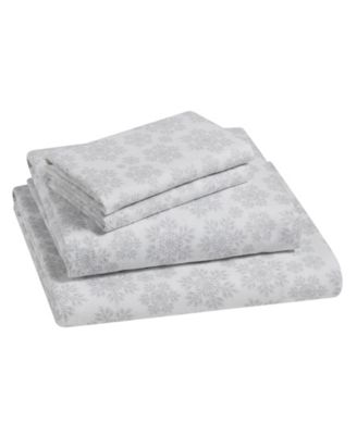 Tahari Home Snowflake 100 Cotton Flannel Sheet Sets In Silver