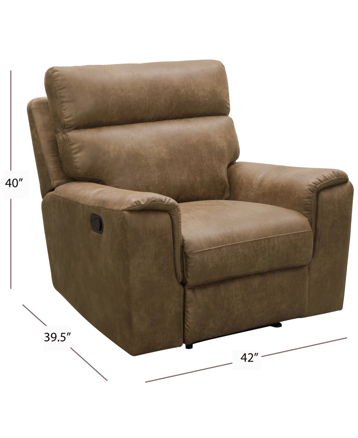 Shop Abbyson Living Lawrence 39.5" Fabric Recliner In Camel