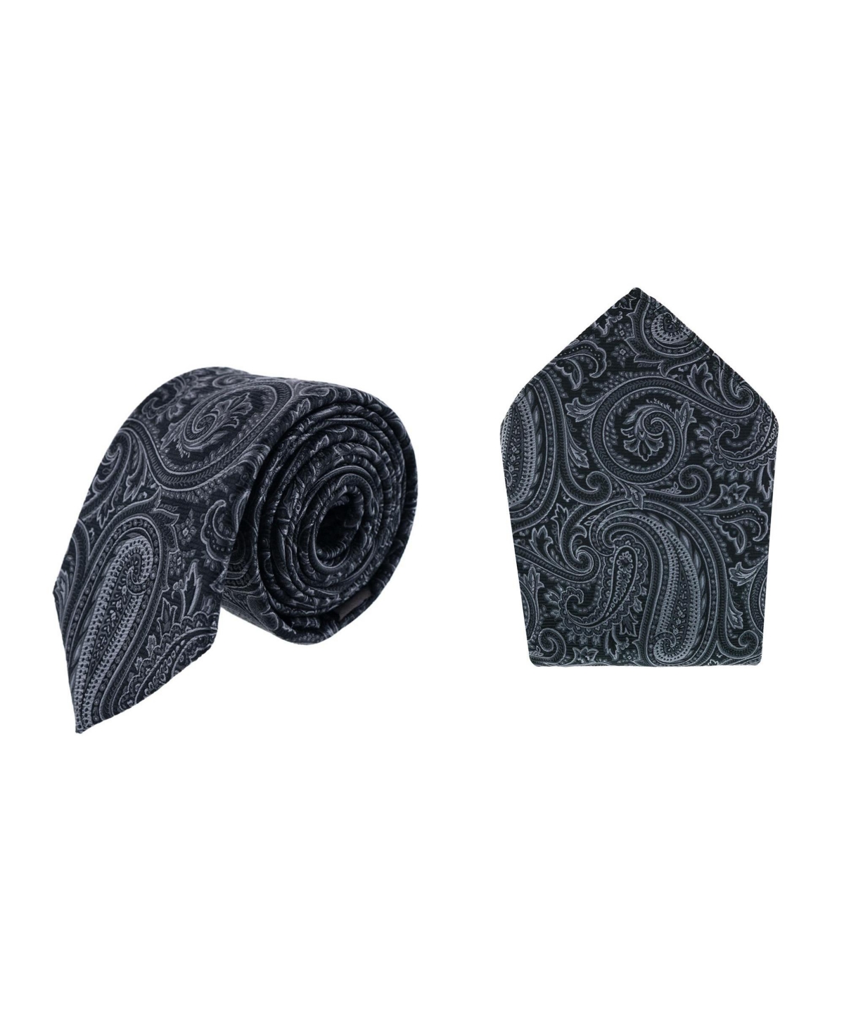 Trafalgar Sobee Paisley Silk Necktie And Pocket Square In Black