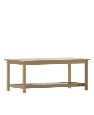 Riviera All-Weather Poly Resin Wood Two Tiered Adirondack Slatted Coffee Conversation Table