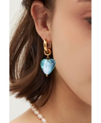 Esmee Murano Glass Heart Drop Hoop Earrings