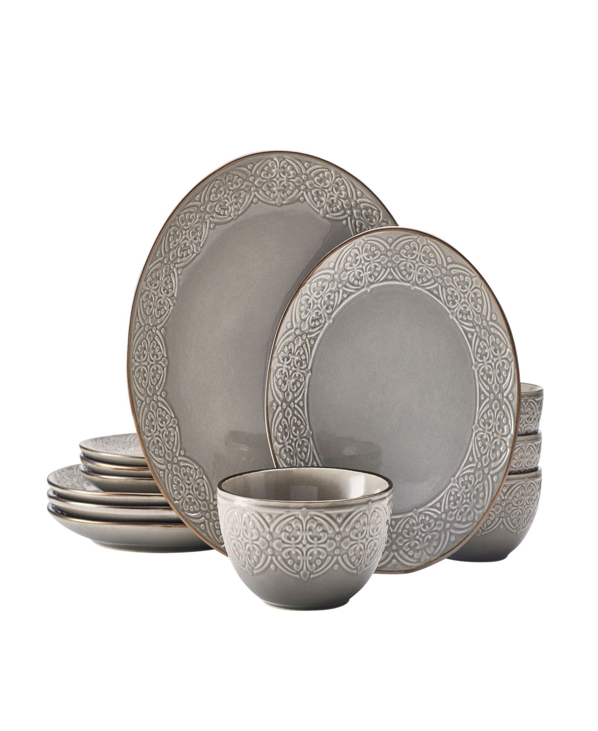 Emma 12-Pc Dinnerware Set, Service for 4 - Gray