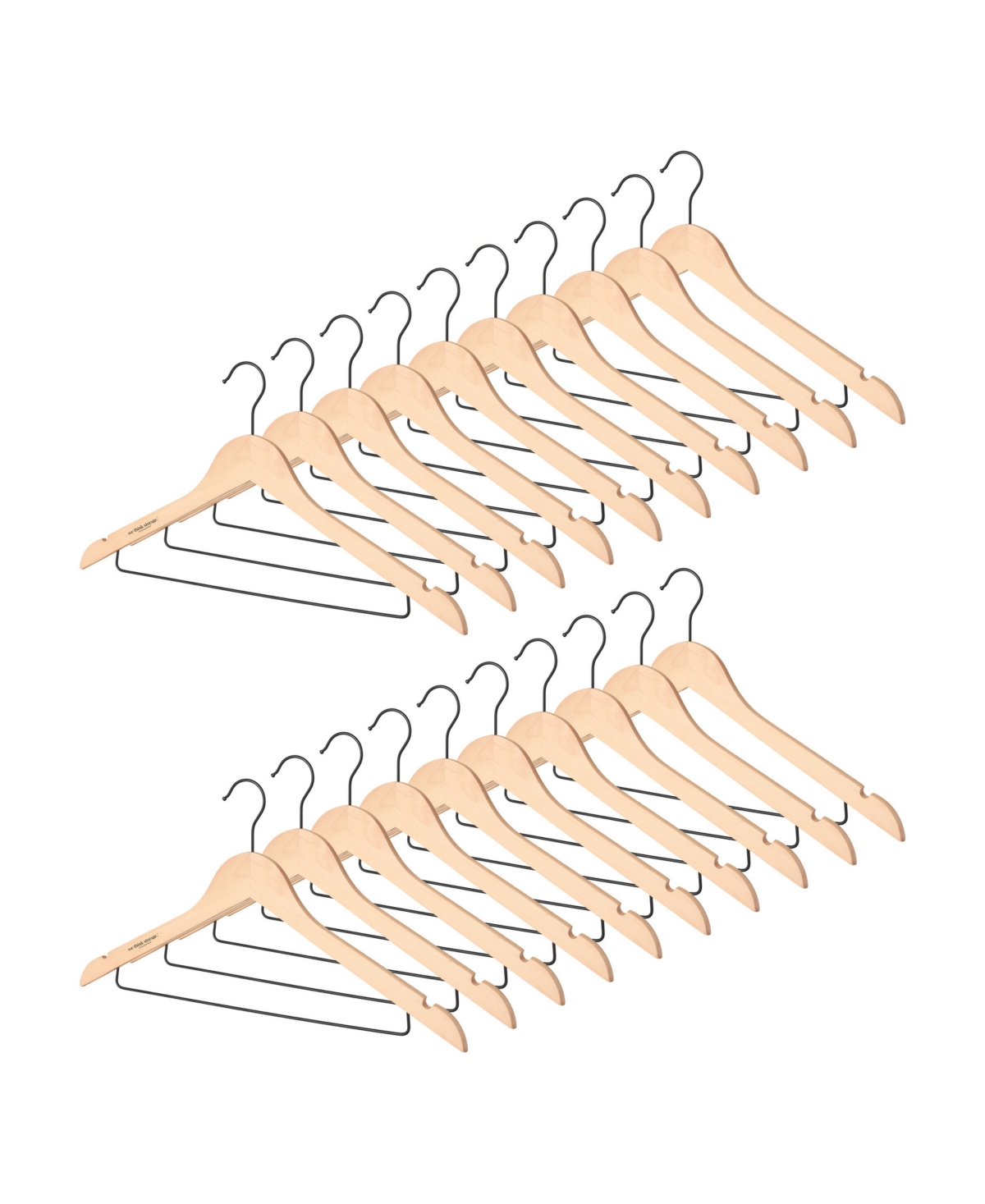 Wethinkstorage Pack Of 20 Slim Wood Hangers With Lower Bar In Natural