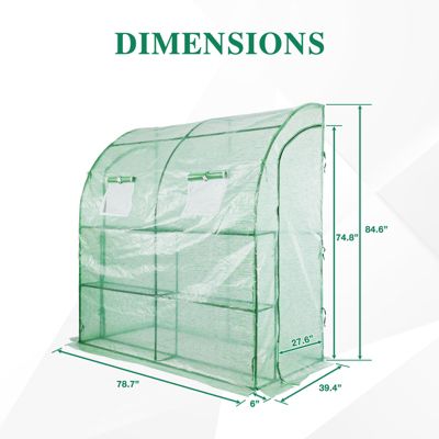 Walk-In Portable Greenhouse with Two Zipper Doors, 6.3ft x 3.3ft x 7.2ft